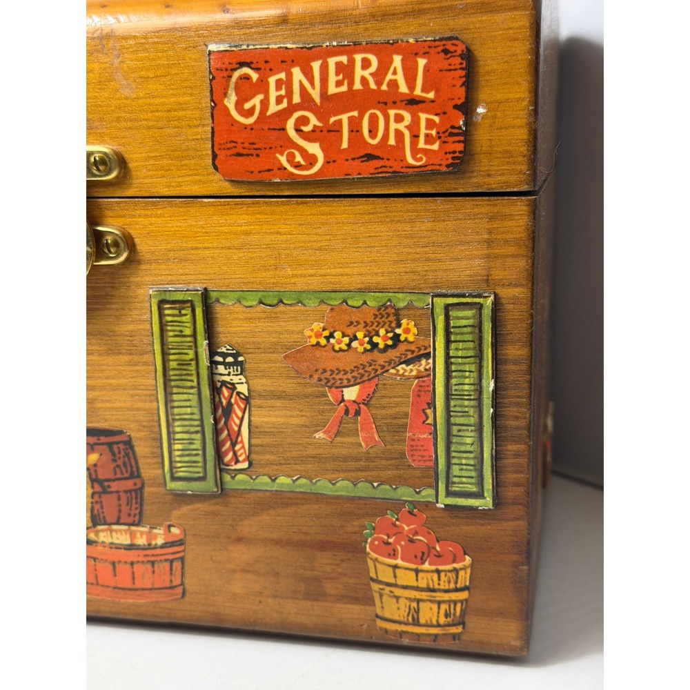 Vintage Wood Box Purse Americana Retro Folk Art Handbag - Picture 3 of 15